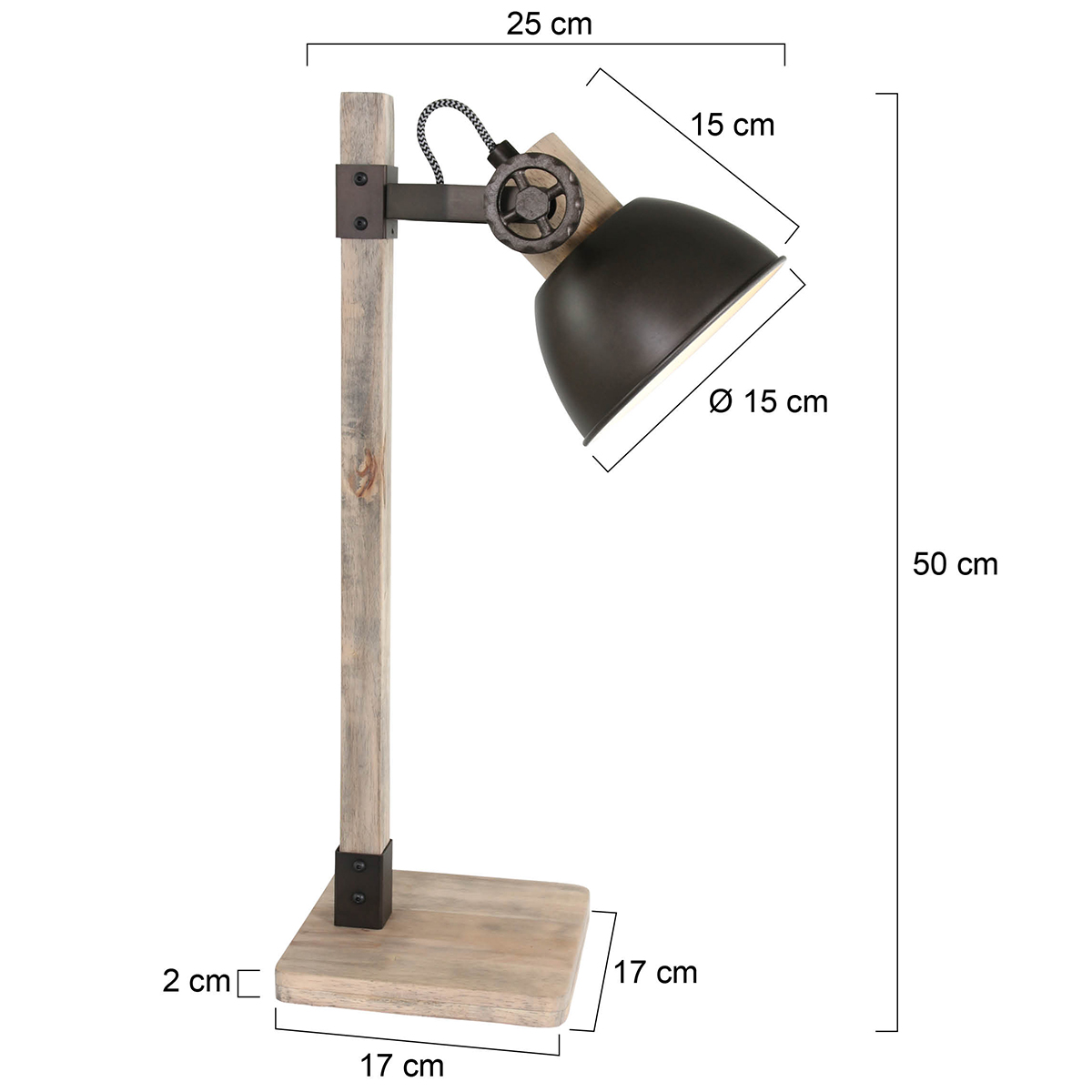 Mexlite Tischleuchte Gearwood Anthrazit E27