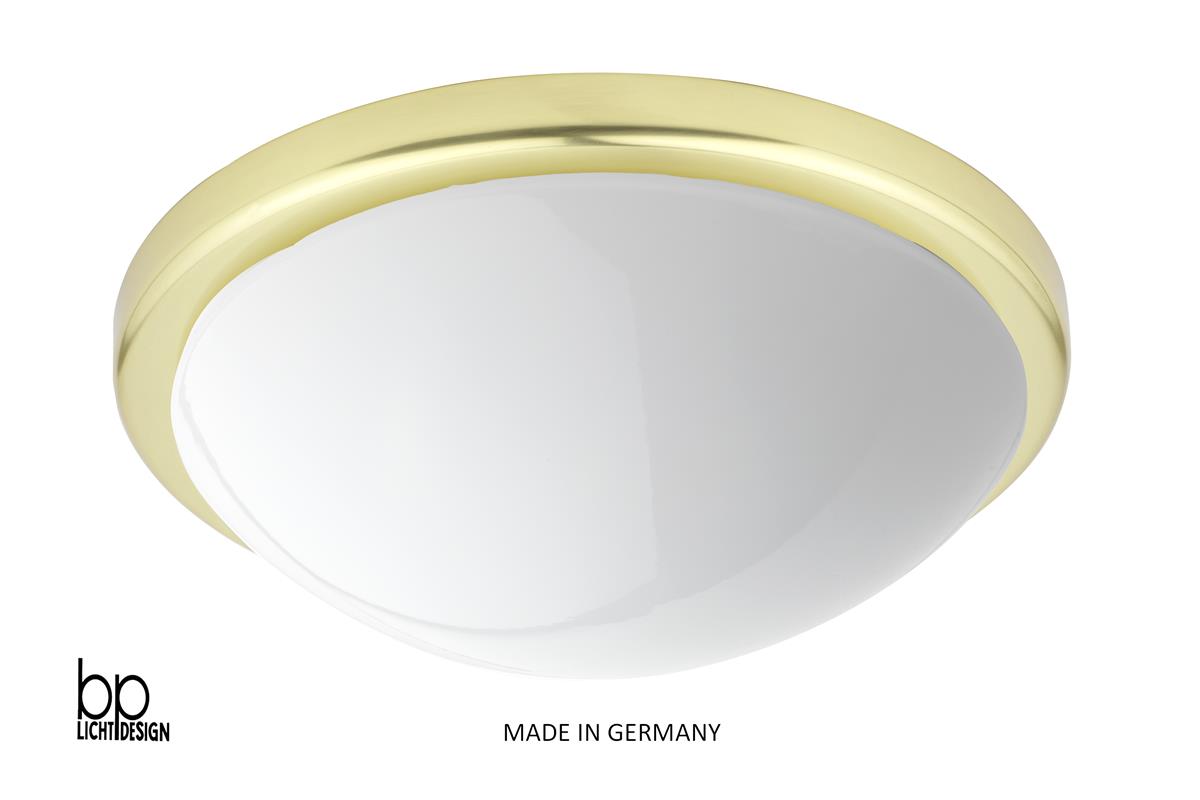 B+P Lichtdesign klassische Deckenleuchte aus glänzendem Opalglas Ø26cm Messing