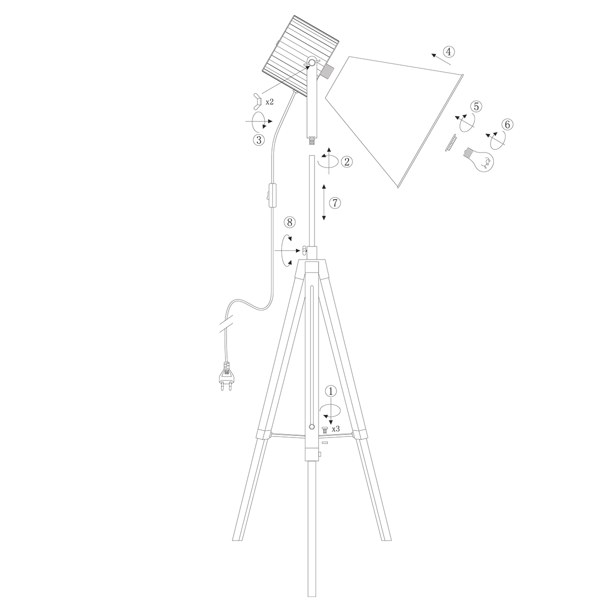 Anne Light and Home Stehleuchte Hoody tripod Schwarz E27