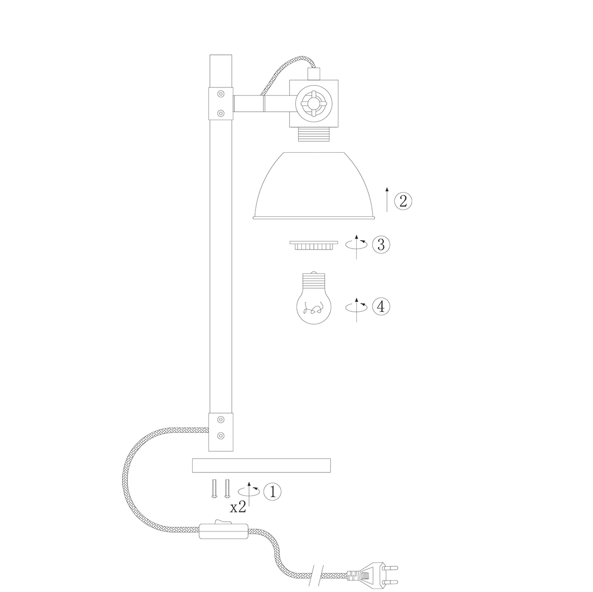 Mexlite Tischleuchte Gearwood Anthrazit E27