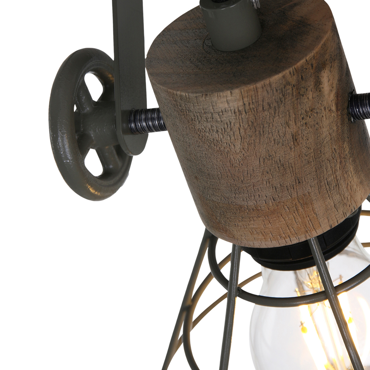 Anne GEURNSEY Wand- Deckenstrahler in freshem Industriedesign 2-flammig mit Holz in Gruen