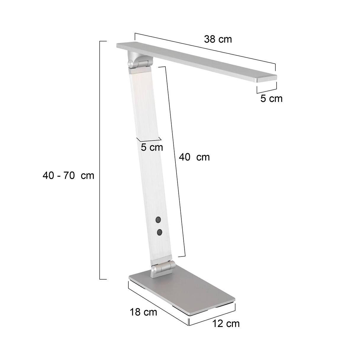 LED Tischleuchte SERENADE 4-Stufen Dimmer 10 Watt verstellbar in Silber Matt