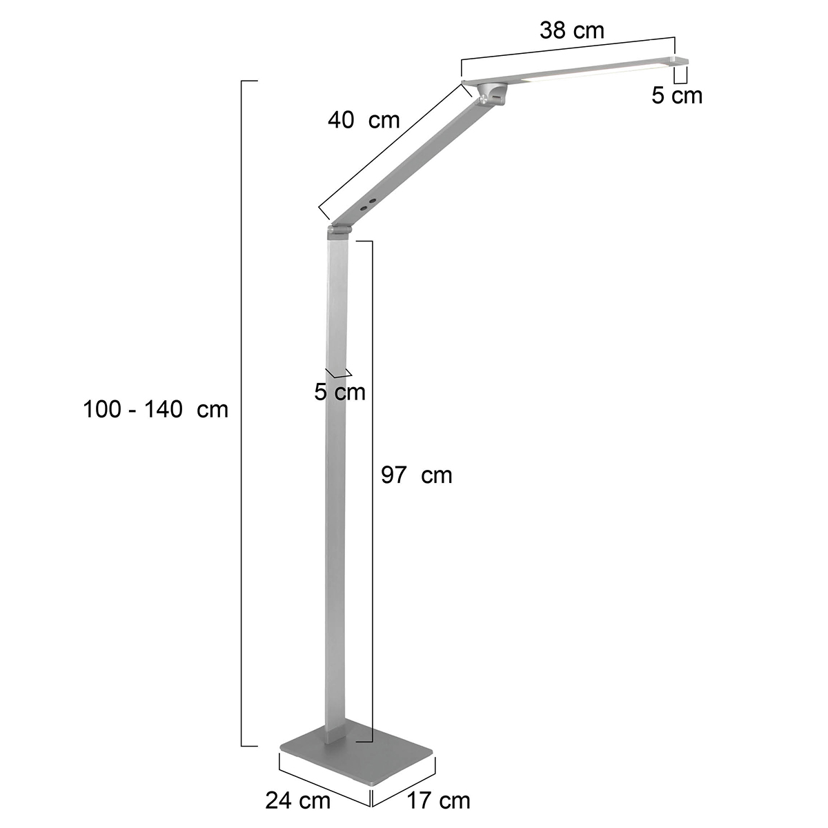 LED Stehleuchte SERENADE 4-Stufen Dimmer 10 Watt verstellbar in Silber Matt