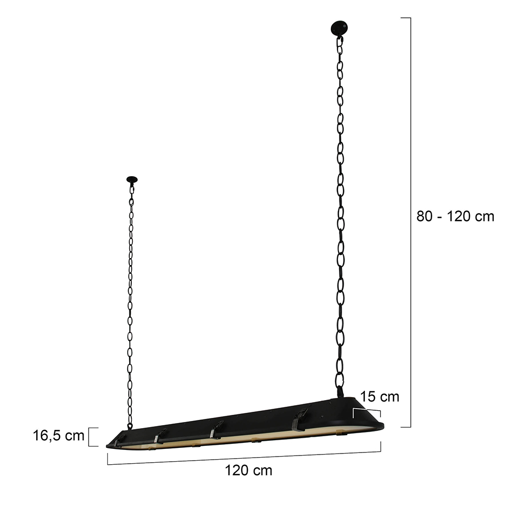 LED Industrie Pendelleuchte TUBALAR Dimmbar und Hoehenverstellbar in Schwarz