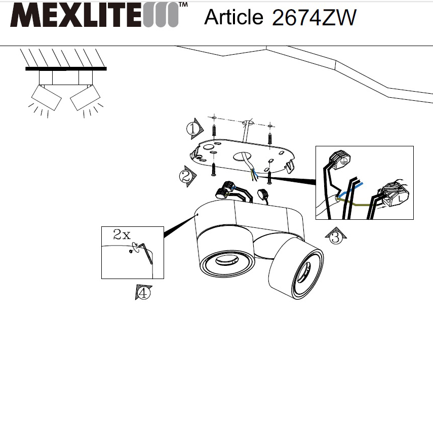LED Strahler MEXLITE 2-flammig in Schwarz