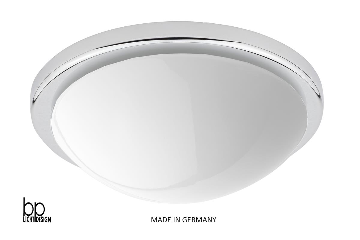 B+P Lichtdesign klassische Deckenleuchte aus glänzendem Opalglas Ø39cm Chrom