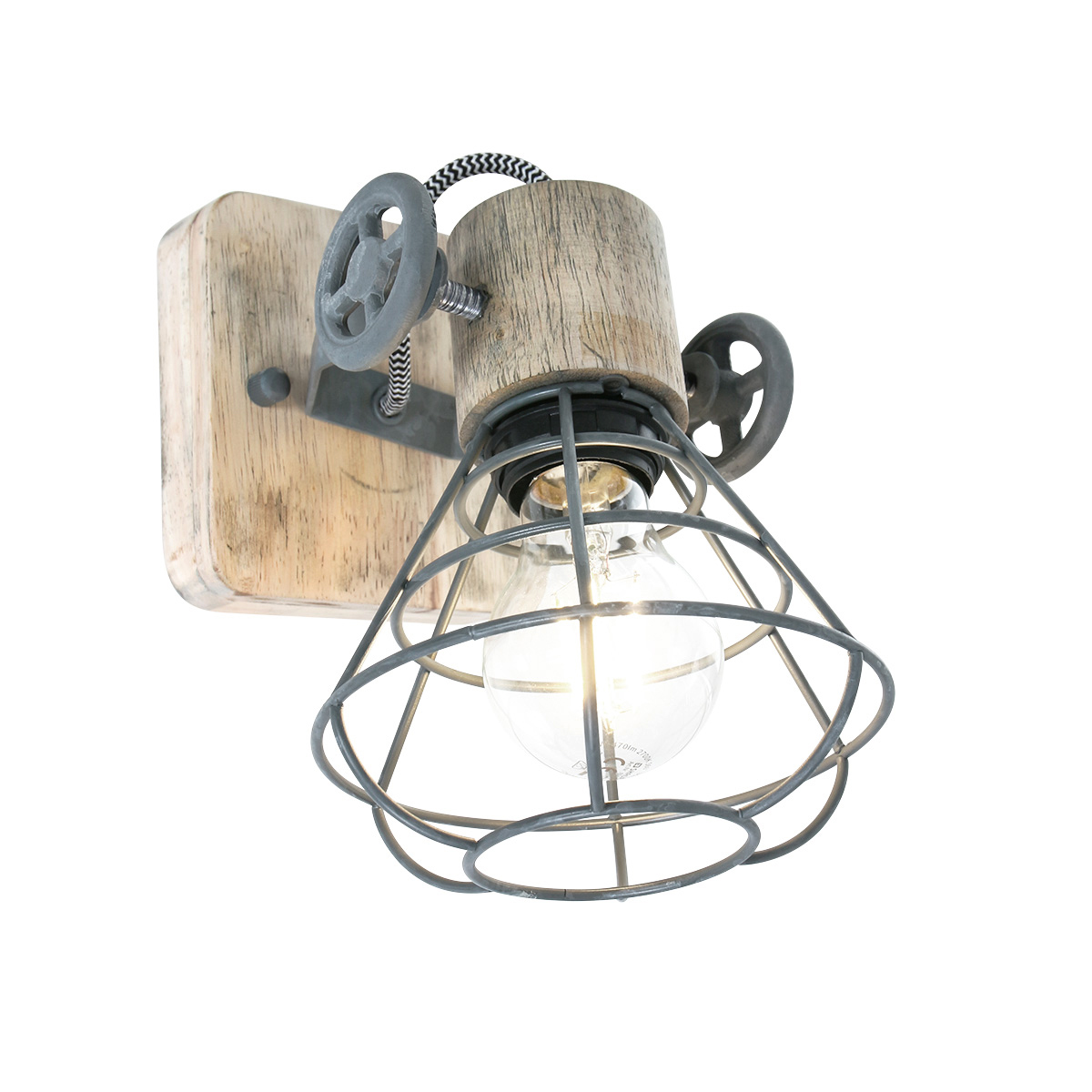 Anne GEURNSEY Wand- Deckenstrahler in freshem Industriedesign 1-flammig mit Holz in Grau