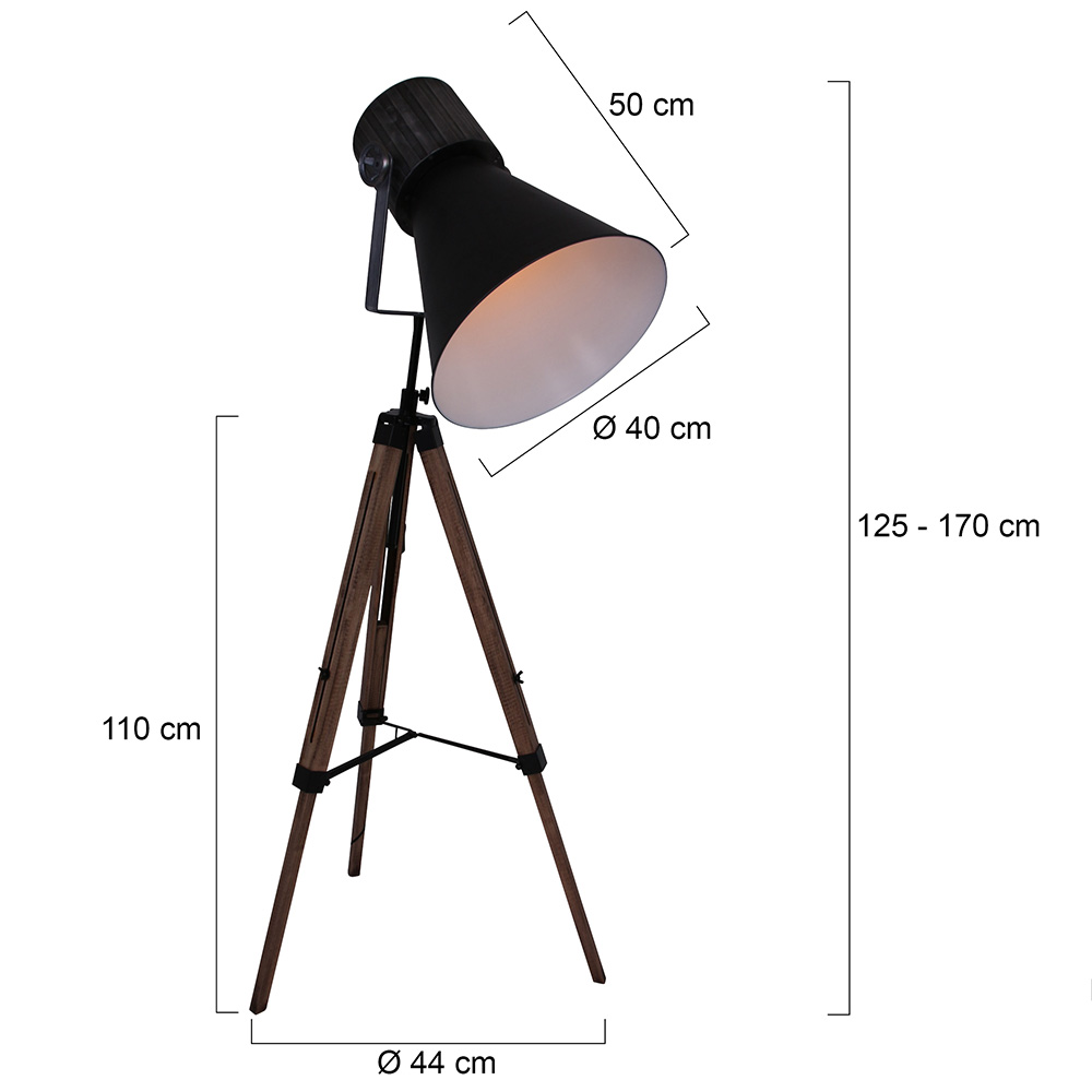 Anne Light and Home Stehleuchte Hoody tripod Schwarz E27